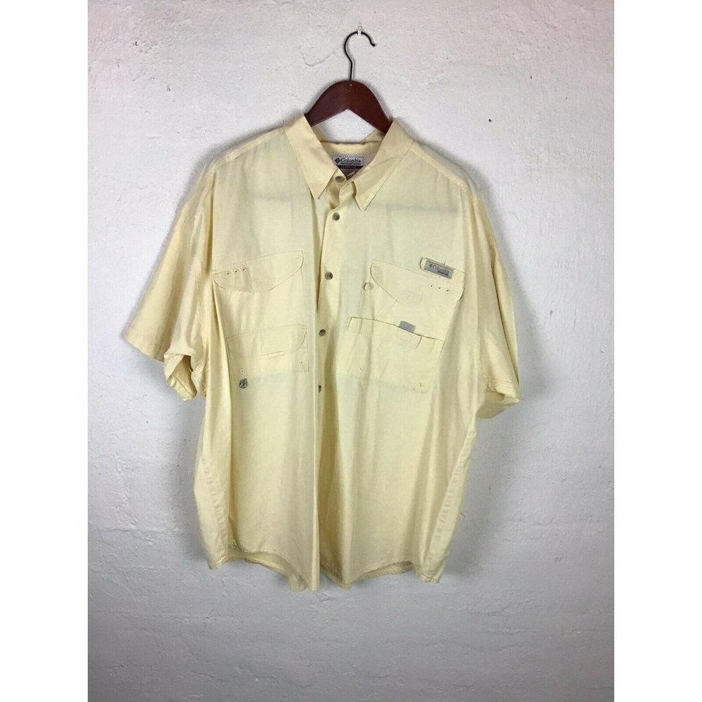 Columbia PFG Men Short Sleeve Sz XXL Yellow Button